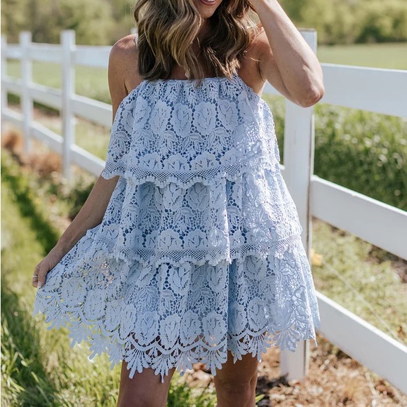 vestique Dresses & Skirts - NWT Vestique Isn't She Lovely Light Blue Tiered Mini Dress